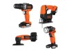 Набір із чотирьох акумуляторних електроінструментів BLACK+DECKER BDCK123S2S Набір із чотирьох акумуляторних електроінструментів BLACK+DECKER BDCK123S2S