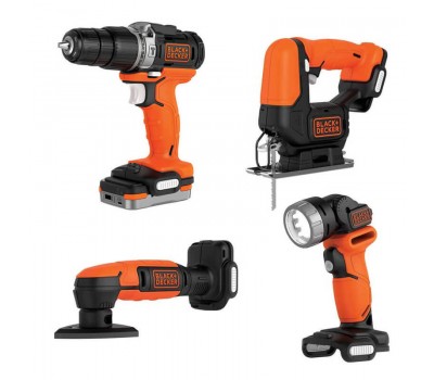 Набір із чотирьох акумуляторних електроінструментів BLACK+DECKER BDCK123S2S Набір із чотирьох акумуляторних електроінструментів BLACK+DECKER BDCK123S2S