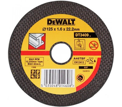 Коло відрізне по металу 125x1.6x22.23мм DeWALT DT3409-QZ Коло відрізне по металу 125x1.6x22.23мм DeWALT DT3409-QZ
