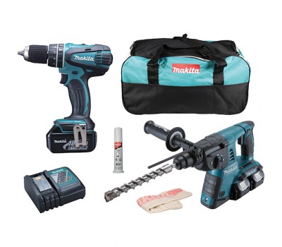 Набор инструментов Makita DLX2137M (DHR263,DHP482,BL1840Bx3,DC18RC)